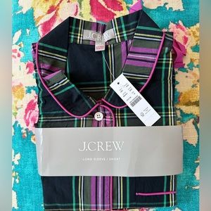 NWT J Crew cotton long sleeve top + short pajama set